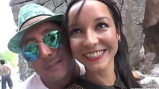 Skinny French Black-haired Has Hooked Up With A Sexy Stranger And Ended Up Railing His Hard Boner